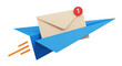 © Julia - Isolated digital communication message with notification on a paper airplane illustration