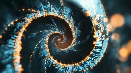 Wall Mural - Spiral technology tunnel showing data stream and network connection