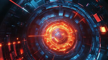 Wall Mural - Futuristic digital tunnel generating energy core technology