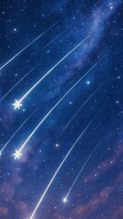 Wall Mural - A mesmerizing vertical video of a starry night sky with shooting stars. Captured from a low angle, it evokes wonder and cosmic beauty. Live mobile wallpaper.
