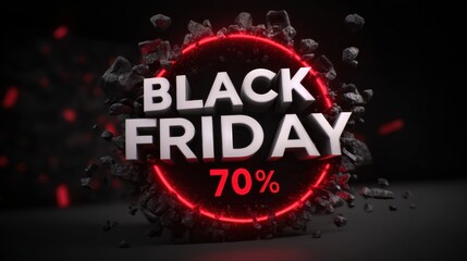 Black Friday sale with exploding debris