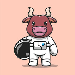 Wall Mural - Cute Bull Astronaut Cartoon