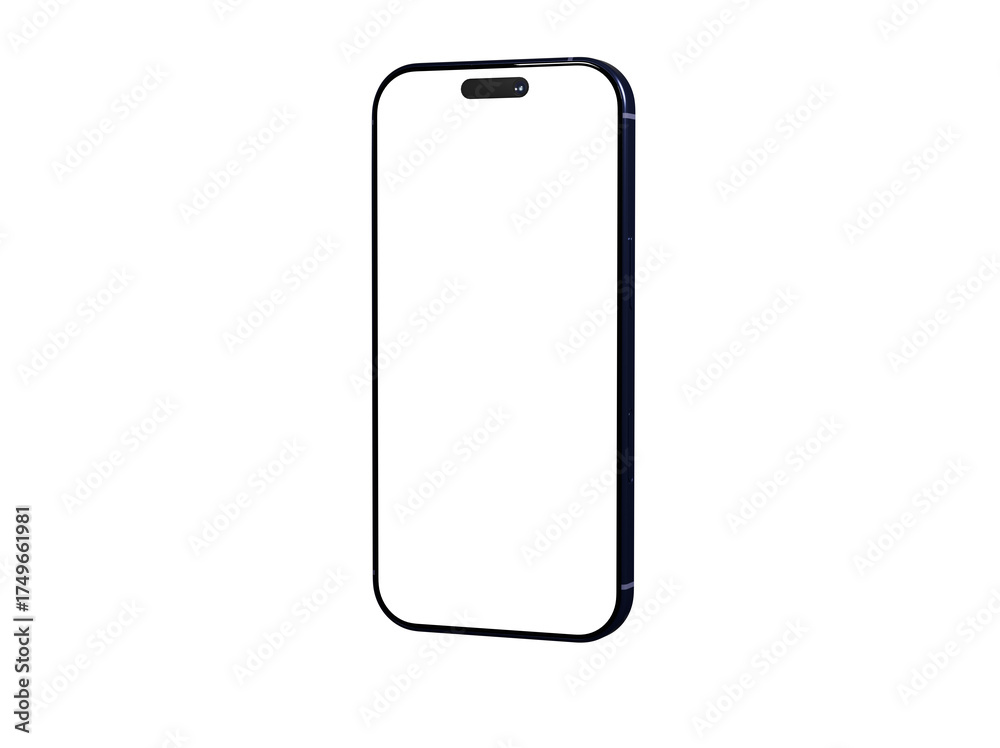 Clean smartphone mockup with blank screen. Perfect for app presentations, website design, and technology marketing.