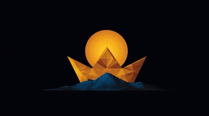 Wall Mural - Abstract geometric design featuring a crown shape with a bright sun backdrop, perfect for backgrounds, posters, and creative projects in modern styling