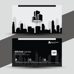 Elegant real estate business card template with a modern and professional design