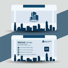 Elegant real estate business card design isolated on white background for professional use