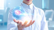 © Athiphat - Futuristic doctor holding glowing holographic sperm cell, advanced fertility technology, innovation in reproductive health, modern laboratory, hope, science, blue light