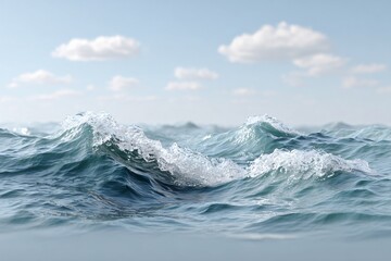 Naklejka na meble Realistic storm surge water pattern texture with waves creating dramatic s under a bright sky view.