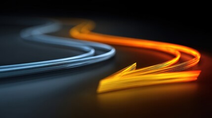 Wall Mural - Abstract light trails with curved lines in vibrant colors creating a dynamic motion effect against a dark background for creative visual concepts
