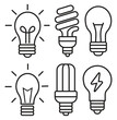 © Parvin Styles - Lightbulb icon set. Idea sign, solution, thinking concept, lighting Electric lamp, electricity elements with white background.