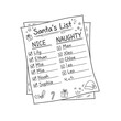 © puji - Santa's list with names in the nice and naughty categories.