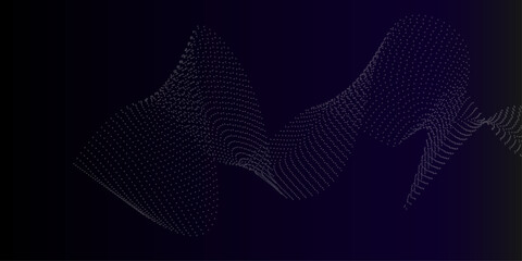 Dotted abstraction on black background. Illustration. Modern Wave Lines Abstract Background With Particles. Vector. Grey dots in motion vector abstract background over black .