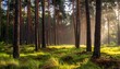 © Garen - Sunlight Filtering Through Pine Forest.