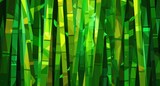 Abstract Digital Painting of a Green Bamboo Forest.