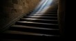 © Lunar Muse - Dramatic Sunbeams Illuminate Ancient Stone Staircase in Moody Interior