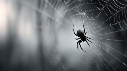 spider silhouette on a delicate web