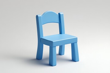 Miniature blue chair isolated on white background, furniture concept