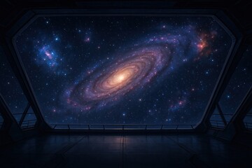 Wall Mural - Galactic view from spaceship window.