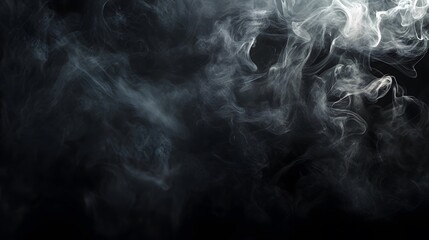Wall Mural - Wisps of white smoke rise and swirl against a dark background.