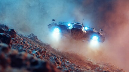 Wall Mural - ship arriving on Mars