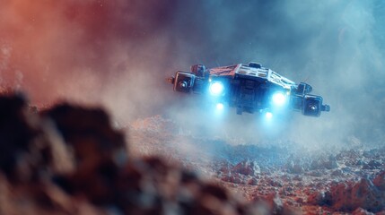 Wall Mural - ship arriving on Mars