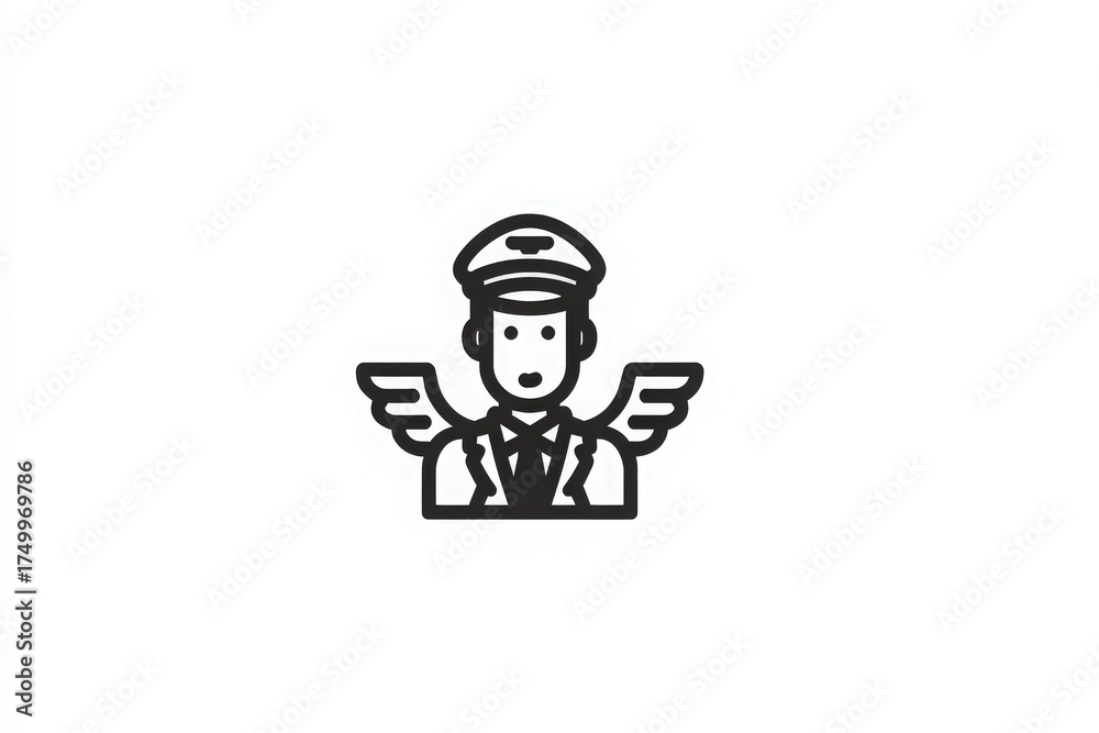 This illustration features a pilot with a friendly expression, wearing a cap and suit. The character is depicted with wings, symbolizing flying and adventure in aviation.