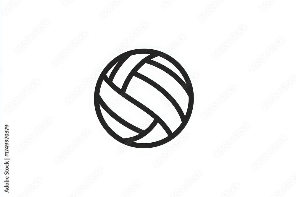 This design features a volleyball illustrated with bold black lines against a white background. It represents the sport and can be used for various events and activities.