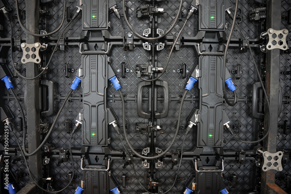 Backside of big LED screen monitor display. Texture of back view of LED ...