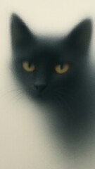 Wall Mural - Mysterious cat behind glass mobile wallpaper