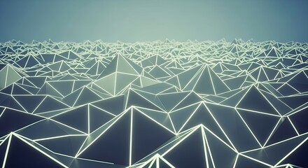Abstract Geometric Landscape with Illuminated Edges