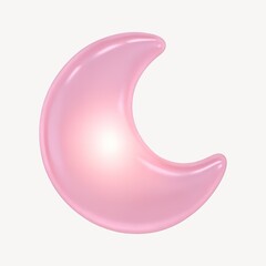 Canvas Print - Glossy pink crescent moon illustration.
