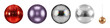 © MDNANNU - Disco balls set including red, purple, silver, and gold colored elements isolated. Party decoration and retro design elements.
