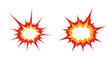 © mst - Two vibrant explosion effects orange and red isolated on a white background