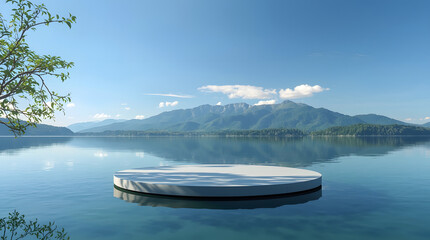  Tranquil mountain lake with boats and forest view