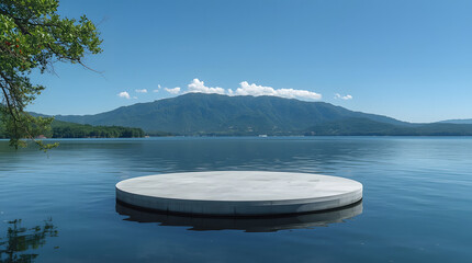 Naklejka na meble Scenic lake and mountain view in the morning with clouds and snow