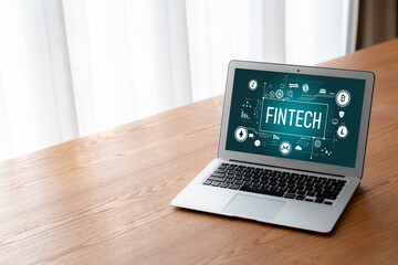 Wall Mural - Fintech financial technology software for modish business to analyze marketing strategy