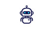 © fast - Cute blue outlined cartoon robot with round head and body