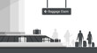© Inisini - Minimalist vector graphic illustrating the baggage claim area at the airport