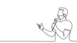 © zaa - Man Speaking with mic one line drawing vector illustration
