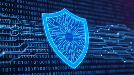 computer security concept with binary code on screen