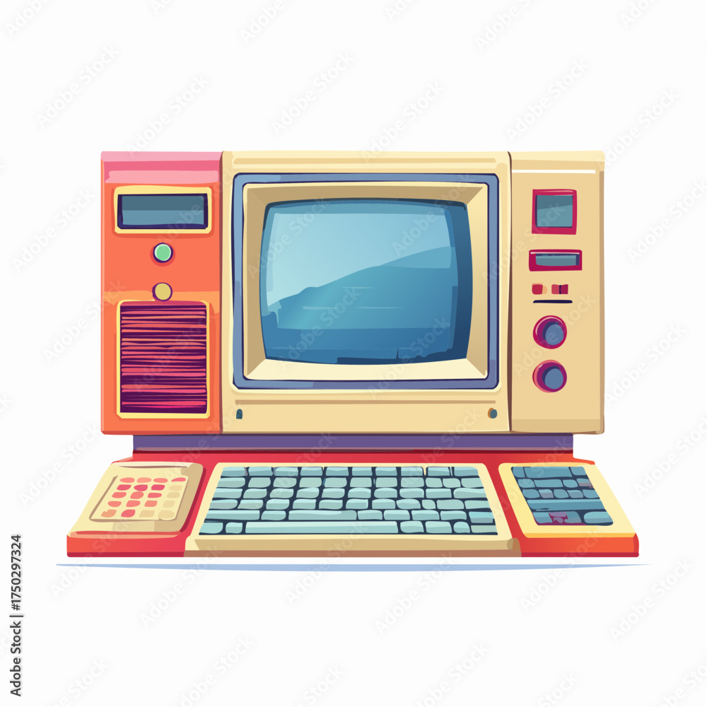Computer Throwback Stock-Vektorgrafik „Retro computer setup for vintage tech enthusiasts ...