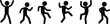 © MDBENJIR - Human stick figure dance movement sequence, joyful people jumping and dancing vector illustration, happiness celebration activity concept, minimalist black silhouette design