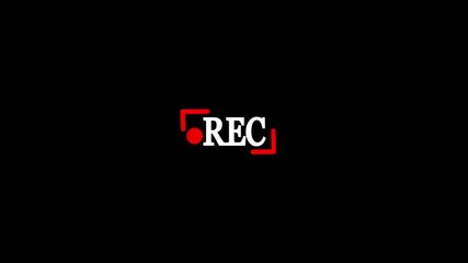 Video camera streaming recorder, footage. rec text camera recording icon blink animation. Video recording sign on a black background. Rec live icons of recording buttons.