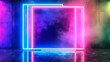 © Faustudio - Empty neon rectangle frame