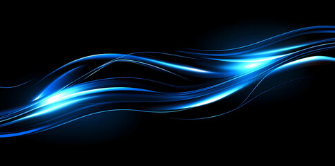 Wall Mural - Dynamic Blue Light Wave Abstract Background