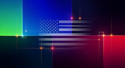 Canvas Print - Abstract Digital Background with American Flag graphic