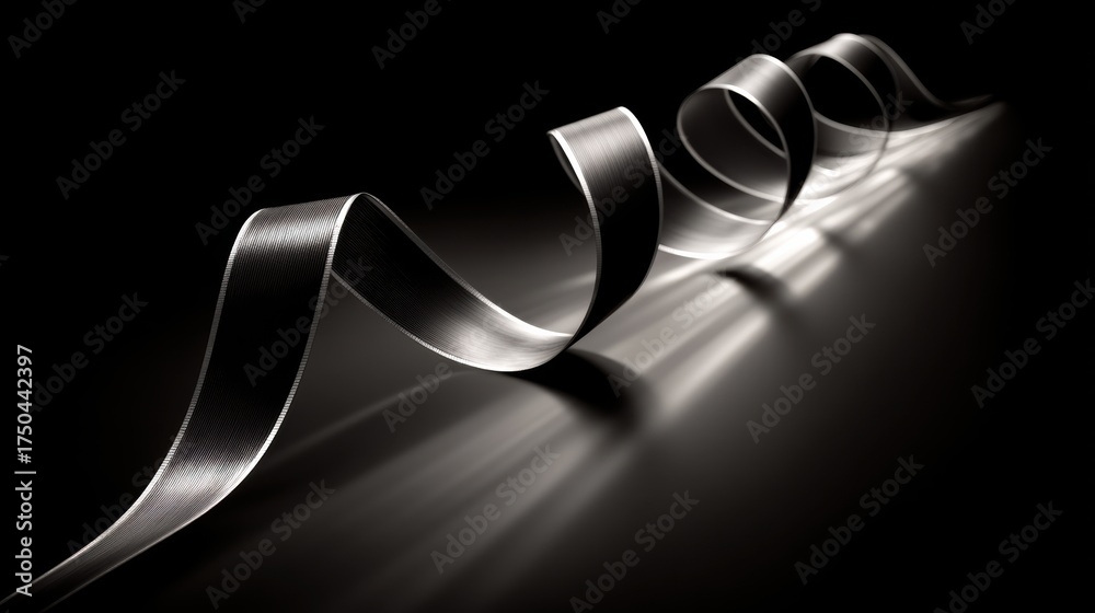 Elegant dark ribbon flowing smoothly with captivating light and shadow ...