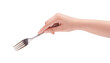 © Hammad - Female hand holding a shiny silver fork, isolated