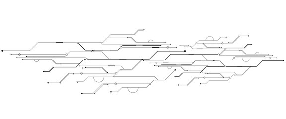 Wall Mural - Vectors White Abstract geometric dots and lines connection circuit concept. Hi tech digital connects, communication, High technology concept.