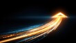 © Formoney - A vibrant arrow made of light moves upwards against a dark background symbolizing progress and positive momentum. The bright colors create a striking visual impact.